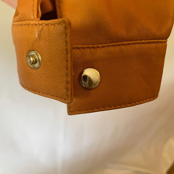 Marciano Guess Los angeles 100% Lamb Lambskin Leather Jacket Moto Caramel Saddle - Picture 8 of 14